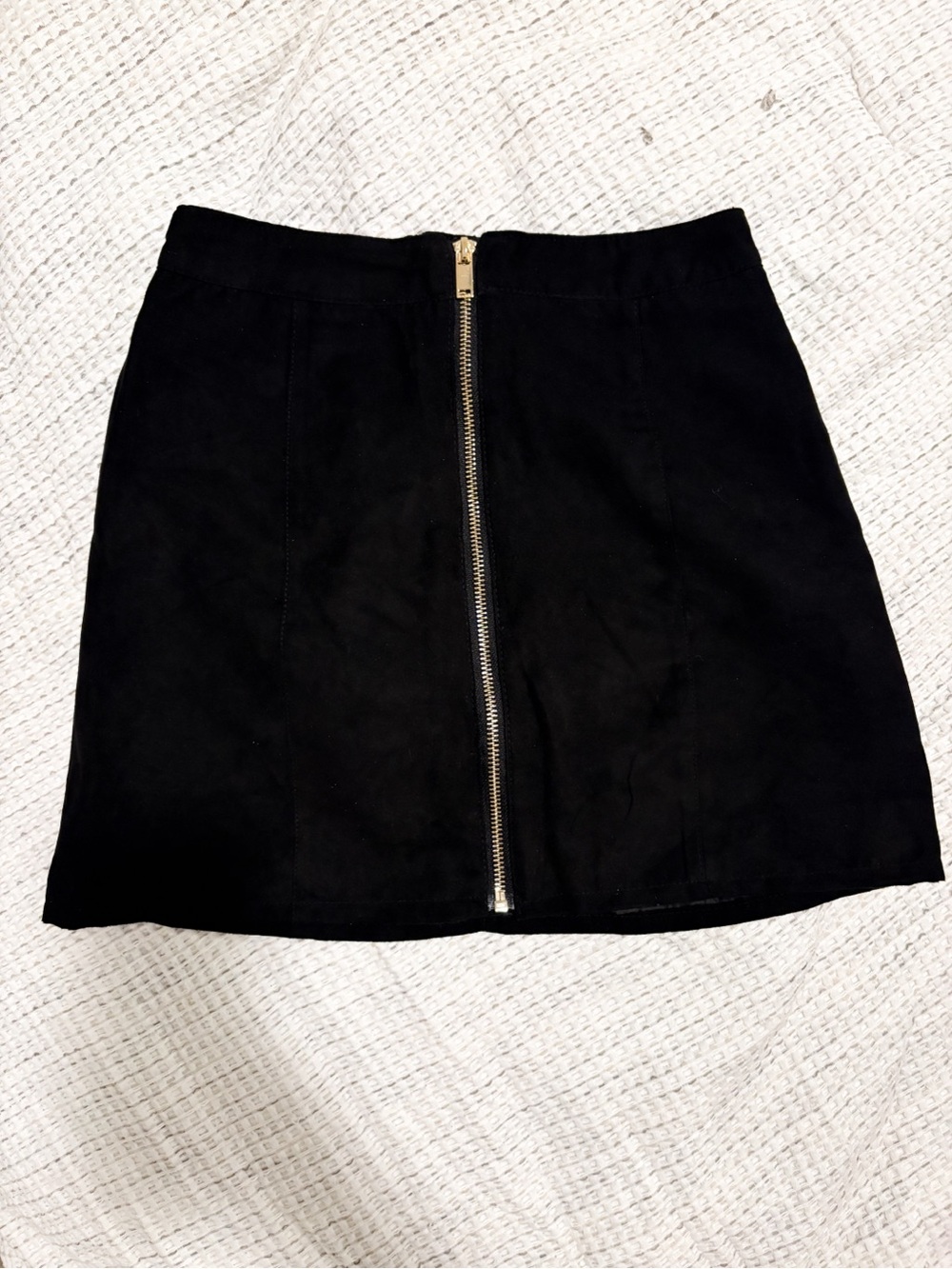 H&M Black Mini Skirt with Front Gold Zipper